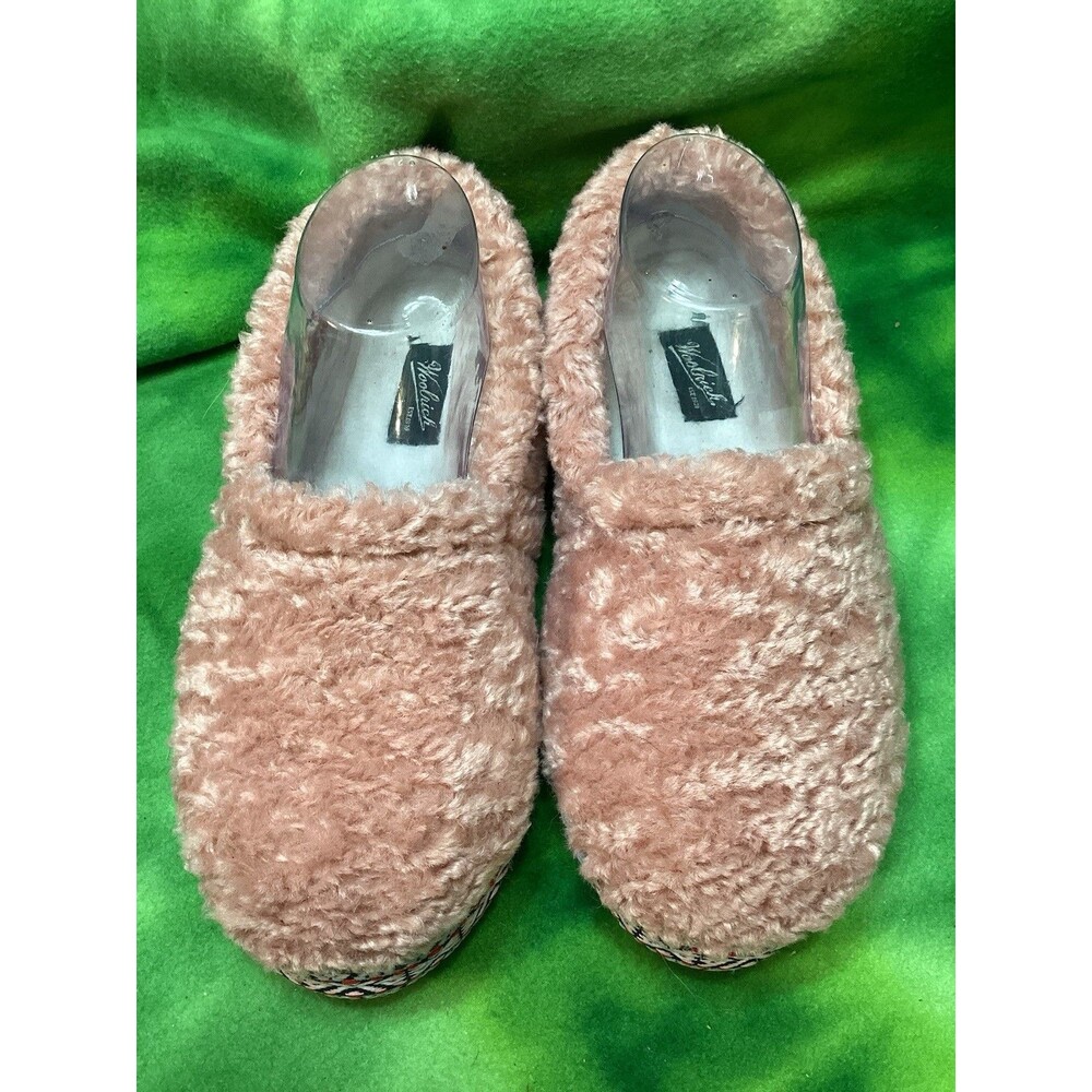 Woolrich Pink Puff Fleece Slippers Shoes Memory Foam Women’s Size 7 Warm Comfy